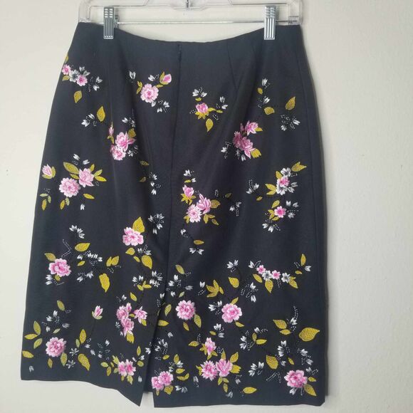 Womens Oscar De La Renta Embordered Silk Blend Skirt Sz 4 - Picture 5 of 7